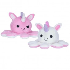 Unicorn Octopus Colourful Reversible Plush Toy Emotions Happy Sad 20cm